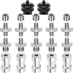 MILLETS Screw 1/4 to 3/8 Tripod Screw Adapter,1/4 for Camera Monopod, 22 Pack Flash Shoe Adapter-3
