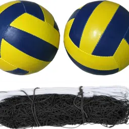 Classic volleyball Y/B pack of 2 synthetic size-4 with nylon net02 Volleyball - Size: 4-14