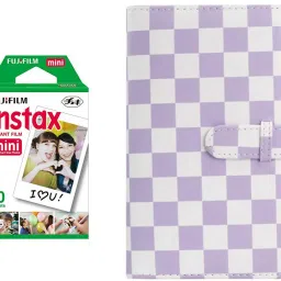 FUJIFILM Instax Mini 10X1 Instant Film With 96-Sheets Purple Checkboard Album For Mini Film Roll-picture-10