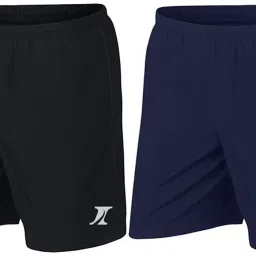 Pack of 2 Solid Men Black, Blue Sports Shorts-image-75