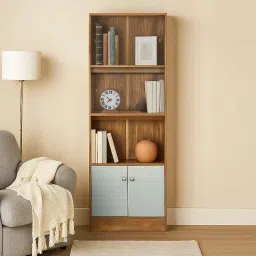 William Book Case with 3 Open Shelves & Closed Cabinet|For Home, Office, Study Engineered Wood Semi-Open Book Shelf-image-0