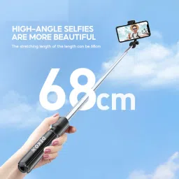 DEKOQ Selfie Stick Tripod, Extendable 3 in 1 Stainless Steel Bluetooth Selfie Stick with Wireless Remote, Selfie Stick for Mobile Phone/GoPro/Camera, Portable Bluetooth Selfie Stick with Wireless Remote Access and Extendable Tripod Stand for Mobile Bluetooth Selfie Stick| Bluetooth Selfie Stick| Bluetooth Extendable Selfie Stick with Wireless Remote for Making TikTok, Vlog Videos And Tripod Stand Selfie Stick For Mobile And All Smart Phones Tripod Bluetooth Selfie Stick Bluetooth Selfie Stick image 3