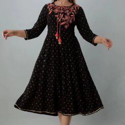 Women Printed, Embroidered Viscose Rayon Anarkali Kurta-image-55