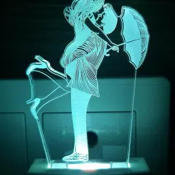 Romantic Love couple with Umbrella Acrylic Colour Changing 3D Illusion LED Night Lamp for Bedroom/Hotel Night LampWith 7 Color Changing lights (Small Size-10cm,Multicolor) Night Lamp-17