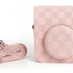 Zikkon Instax Mini 12 Pink Checkboard Protective Camera Case PU Leather CarryingCamera Bag-14