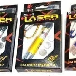 Flysmart Light, LED Flashlight Torch Laser Pointer (Pack of 3 ) with 3 Button Size Cell image 4