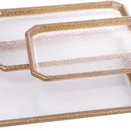 Multipurpose Premium Plastic Transparent Jumbo Serving Tray Set of 3Pc Tray-image-32