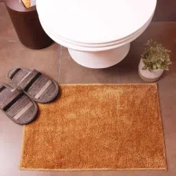 luxe home international Gold Solid Microfibre 23x15 Inches AntiSkid Bath Mat-picture-1