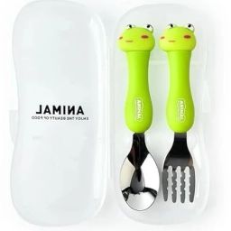 Kids Travel Spoon & Fork Set Children Portable Tableware Toddler Stainless Steel Cutlery Set-15