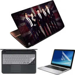 FineArts One Direction Flag 3 in 1 Laptop Skin Pack With Screen Guard & Key Protector Combo Set-image-47