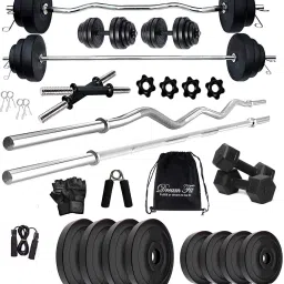 30 kg 30 kg with Staight , Curl Rod , pair of 2 kg pvc Hex Dumbbells Home Gym Combo-20
