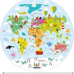 webby Amazing World Map Jigsaw Floor Puzzle 60 Pcs with 4 double sided Flashcards image 5
