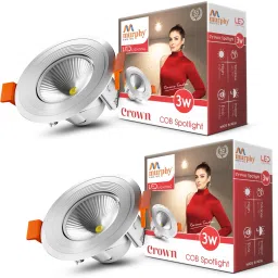 3W Crown LED Spot Box Down Light (Pack of 2, Warm White) Recessed Ceiling Lamp-14