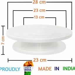 shreejiih Revolving Cake Decorating Turntable, 360 Round Easy Rotate Cake Stand for Sugarcraft, Rotating Platform for Cake Baking, 28 cm, Cake Decoration Table Tool with 4pc Scraper Fondant Set Combo Plastic Cake Server image 2