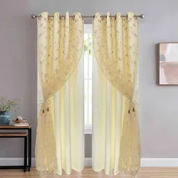 jvin fab 213.36 cm (7 ft) Polyester Blackout Door Curtain (Pack Of 2)-picture-2