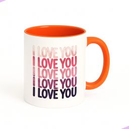 love you design, romantic gift for girlfriend, wife, boyfriend (Orange) Ceramic Coffee Mug-image-89