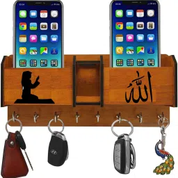 Shashank COMBO MULTIPURPOSE WOODEN KEY HOLDER MOBILE CHARGING STAND Wood Key Holder-image-41