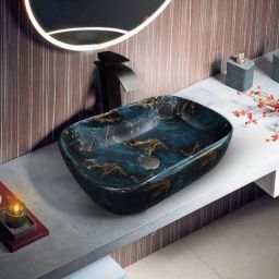 Premium Designer Ceramic Wash Basin (M78) with Waste Pipe & Coupling Set (18*13*5)(M78) Table Top Basin-image-26
