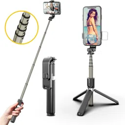 BUFONA Bluetooth Selfie Stick with Selfie Light+Lavalier Collar Mic Tripod Stand holder Tripod, Monopod, Monopod Kit, Tripod Ball Head, Tripod Bracket, Tripod Clamp, Tripod Kit image 5