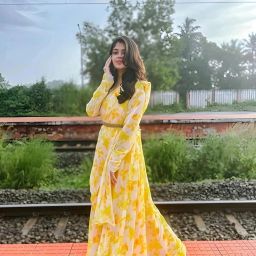Printed, Floral Print Georgette, Crepe Stitched Anarkali Gown-image-69