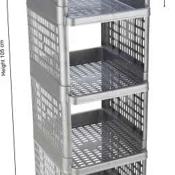 flyup Rectangular 5 Layer Multipurpose Shelf Stand Basket Rack Trolley Plastic Kitchen Trolley image 2