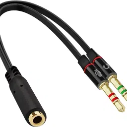 RiaTech Black Mic Audio Y Splitter Cable For PC Laptop (20cm)– Black Phone Converter-image-46