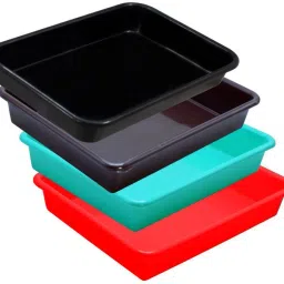 Plastic Prime Exel Small Tray, Set Of 4 pc, 2 Ltr, Red Green Brown Black Tray-image-62