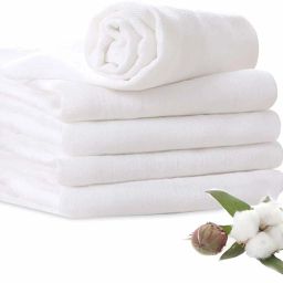 Reusable Washable White Muslin Cloth Square Plane Nappies For Newborn (60 x 60 CM) Pack 5-25
