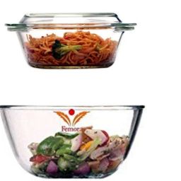 Borosilicate Glass Microwave Safe Mixing Bowl 1050 ML, Serving Casserole 700 ML (Set of 2) Bowl Serving Set-image-21