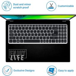 Techfit Full Body Laptop Skin with Screen Guard and Key Guard - Enjoy Life on Black Combo Set image 4