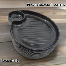 Serve Snack in Style with our Sectioned Plastic Platter Set of 12 in Black Color Sectioned Plate-6