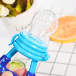 koochie-koo BPA-Free Silicone Food Nibbler With 2 Extra Mesh Nipples For Fruit And Veggie With Handle For Baby 3-12 Months Feeder image 5