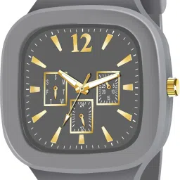 Milar Stylish GREY watch Square Dial & Silicon Strap Wrist Watch For- boy & Girl Analog Watch - For Boys & Girls New Square design GREY Dial & GREY Silicone Strap Watch For-Unisex-image-0