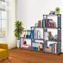 Curtsins Print 9 Layer Simple Bookshelf/Multipurpose Rack/Children Bookcases Metal Open Book Shelf-image-16