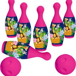 Princes Bowling Set Multi Color 6 Pins 1 Ball Plastic Bowling Set for Indoor & Outdoor Games for Kids Children Sports Bowling Set-image-94