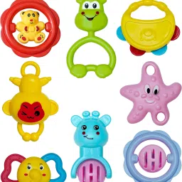 Toys Toys Non Toxic Multi Coloured bpa Free Baby Rattle Toys for Kids Pack of 8 Rattle-image-1
