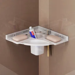 Unbreakable Multipurpose Corner/Shelf/Rack for soap/toothbrush/toothpaste holder Acrylic, Plastic Wall Shelf-19