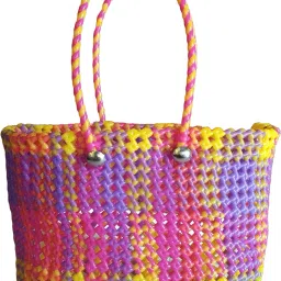 Multicolor Men & Women Sling Bag Plastic Wire Basket Bag | Koodai | Lunch Koodai | Temple Basket Waterproof-image-63