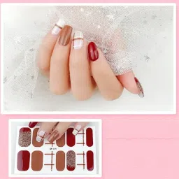 Red Glitter Nail sticker self adhesive party Nail art-33