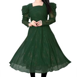 Self Design Georgette Stitched Flared/A-line Gown-image-45