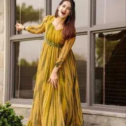 Printed Georgette Stitched Anarkali Gown-image-53