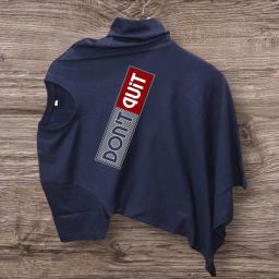 Men Typography Round Neck Cotton Blend Dark Blue T-Shirt-image-11
