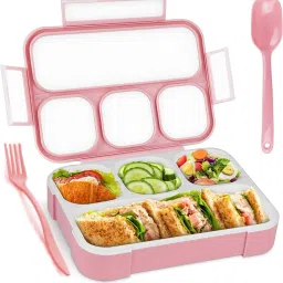 Plastic 4 Compartment Lunch Box with Spoon & Fork | Leak Proof 4 Containers Lunch Box-21