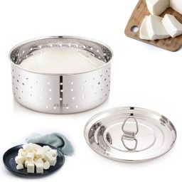 Stainless Steel Round Paneer Maker Mould | Paneer Strainer 500ml,Tofu Maker Collapsible Strainer-17