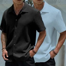 Men Slim Fit Solid Cut Away Collar Casual Shirt-image-41