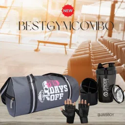 15 L Gym Duffel Bag - Combo of Gym Bag Gym Spider shaker bottle with black Gloves free size - Grey-image-87