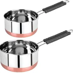 Stainless Steel Copper Bottom Sauce Pan/Milk pan/Tea pan 2 pcs Combo Set K4 Sauce Pan 11 cm, 15 cm diameter 1 L, 1.5 L capacity-image-8