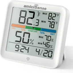amiciSense Digital Hygrometer Thermometer Temperature and Humidity Monitoring Weather Station with Clock Weather Station-1