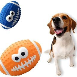 Durable Latex Face Squeaky Rugby Ball Toy For large & Meadium Breed Dogs Rubber Ball For Dog & Cat-image-99