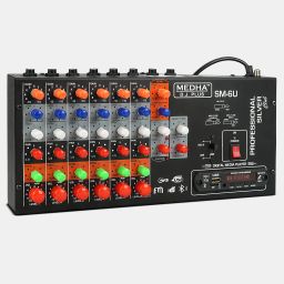 medha d.j. plus Profressional SM-6U with built in USB Media Player 6 Channel Sterio Echo Analog Sound Mixer image 3